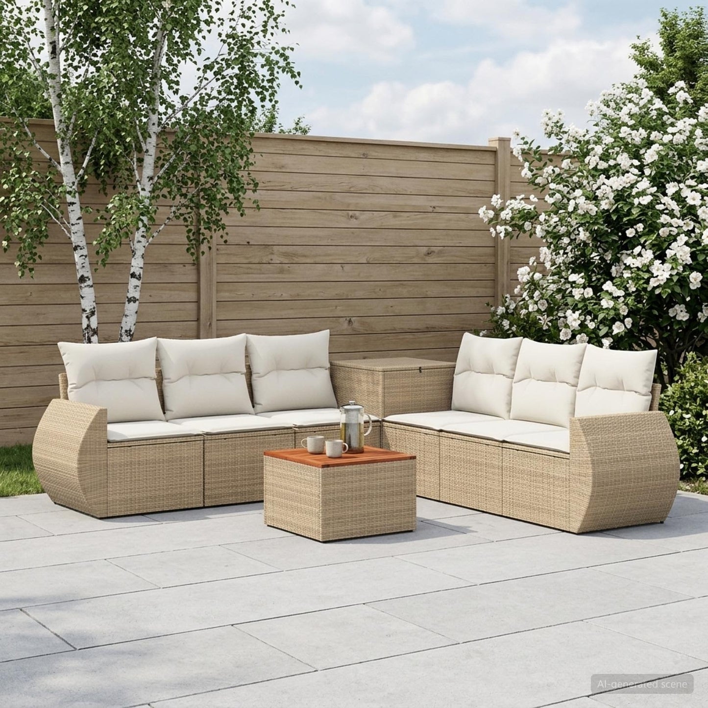 Set di divani 8 pz Beige e Bianco Crema | homemem39