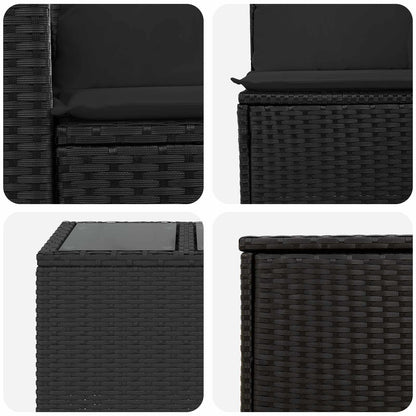 Set di divani 8 pz Nero Rattan sintetico e Acciaio | homemem39