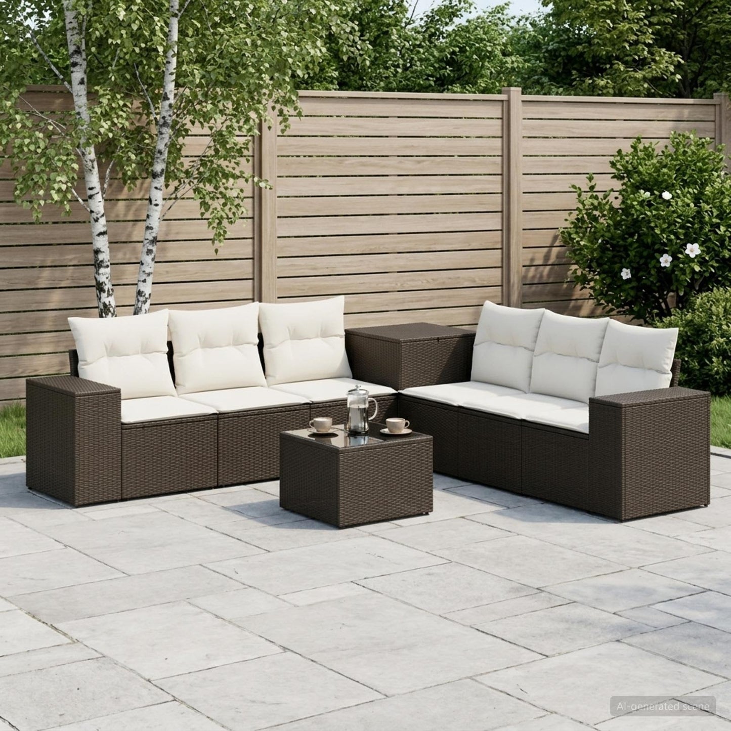 Set di divani 8 pz Nero e Bianco Crema | homemem39