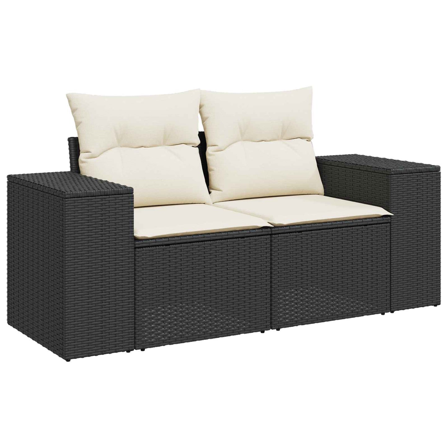 Set di divani 8 pz Nero e Bianco Crema | homemem39