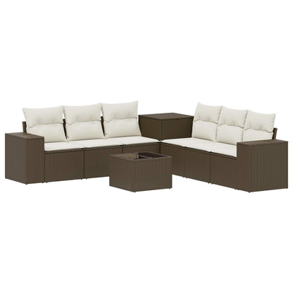 Set di divani 8 pz Marrone e Bianco Crema | homemem39
