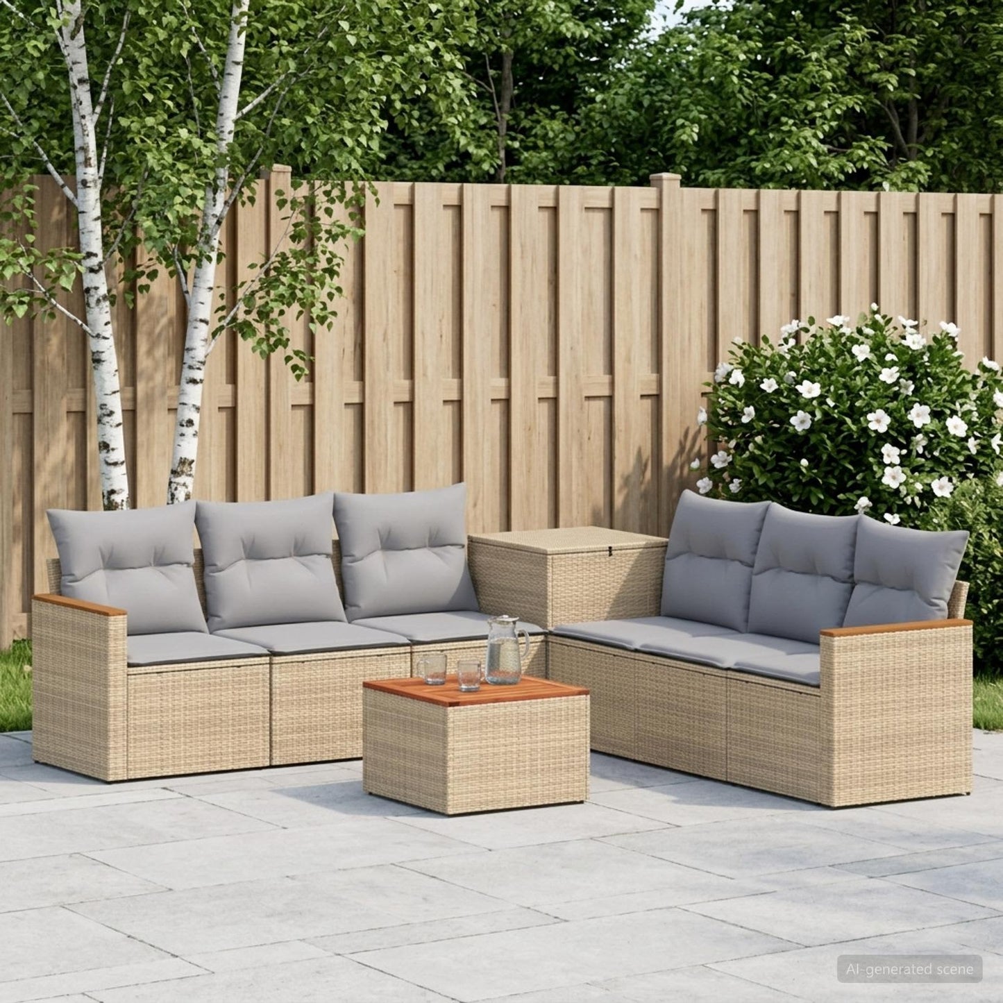 Set di divani 8 pz Beige e Grigio Chiaro | homemem39