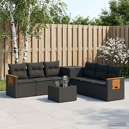 Set di divani 8 pz Nero Rattan sintetico e Acciaio | homemem39