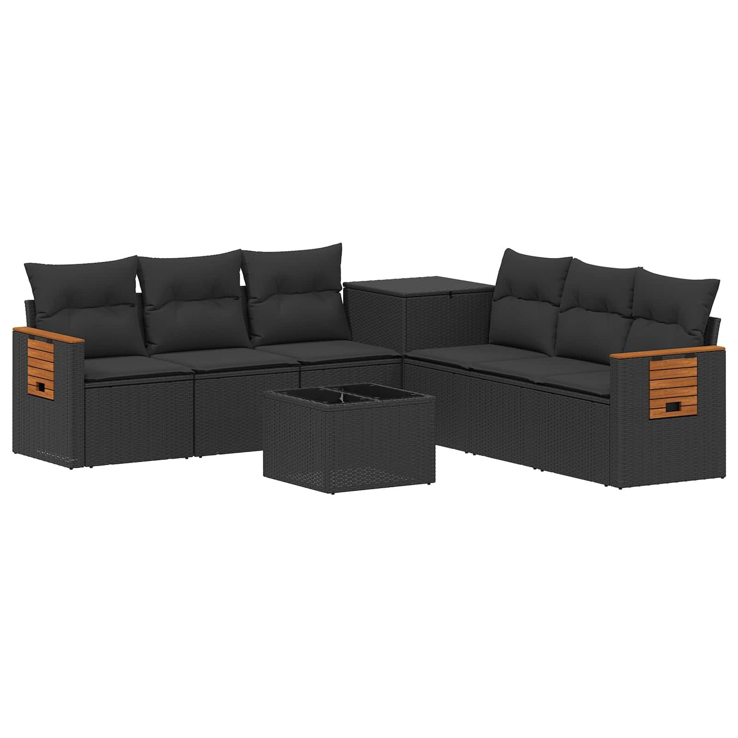 Set di divani 8 pz Nero Rattan sintetico e Acciaio | homemem39