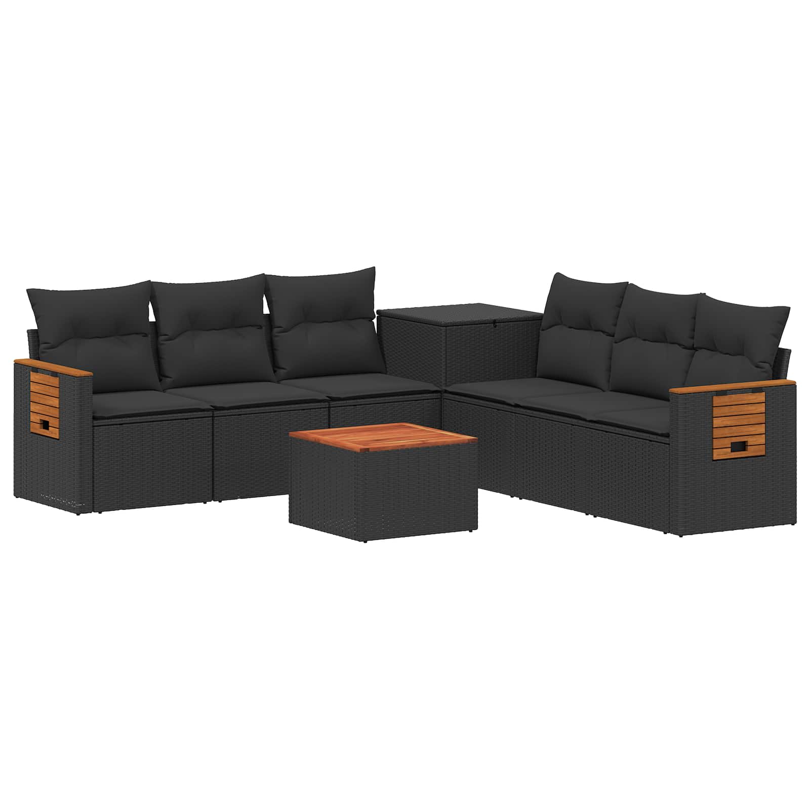 Set di divani 8 pz Nero Rattan sintetico e Acciaio | homemem39