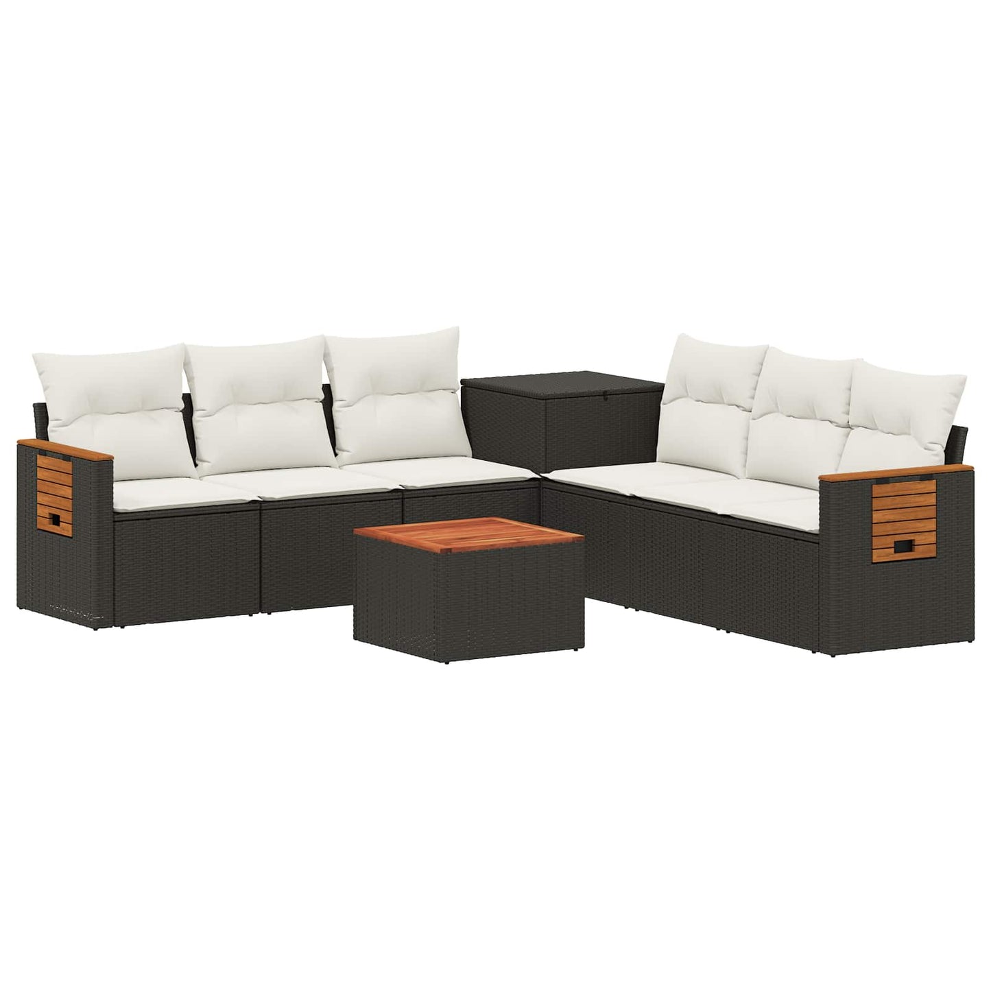 Set di divani 8 pz Nero e Bianco Crema | homemem39