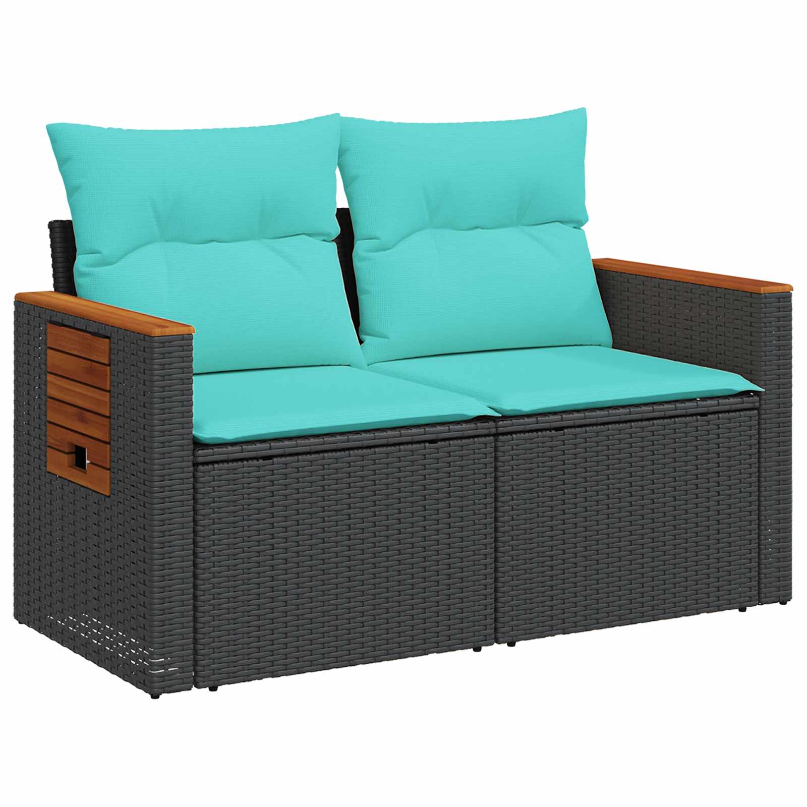 Set di divani 8 pz Nero e Blu Rattan sintetico e Acciaio | homemem39