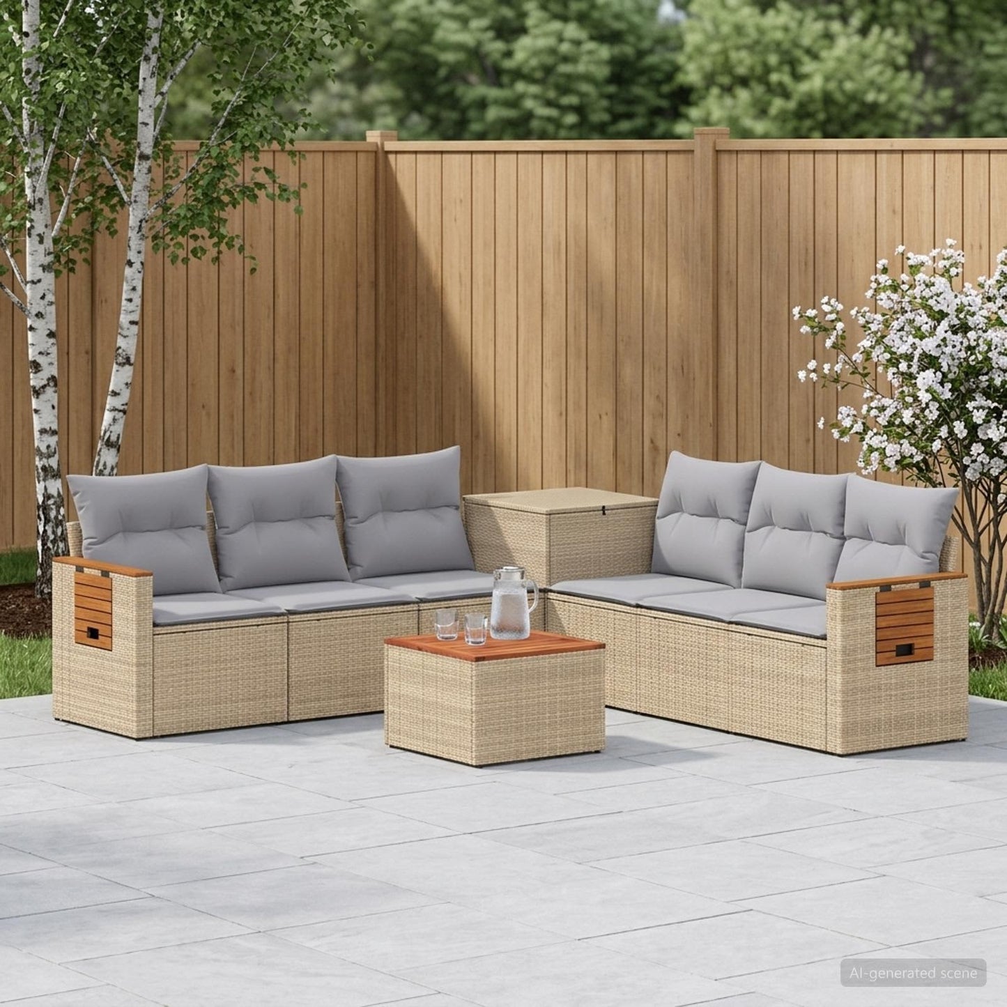 Set di divani 8 pz Beige e Grigio Chiaro | homemem39