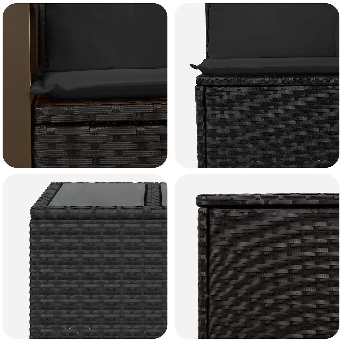 Set di divani 8 pz Nero Rattan sintetico e Acciaio | homemem39