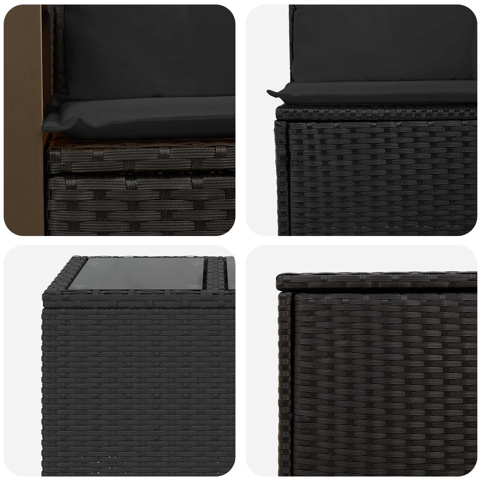 Set di divani 8 pz Nero Rattan sintetico e Acciaio | homemem39