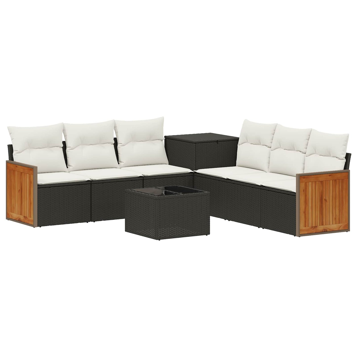 Set di divani 8 pz Nero e Bianco Crema | homemem39
