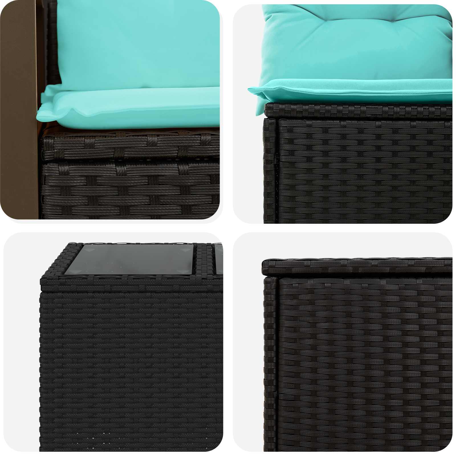 Set di divani 8 pz Nero e Blu Rattan sintetico e Acciaio | homemem39