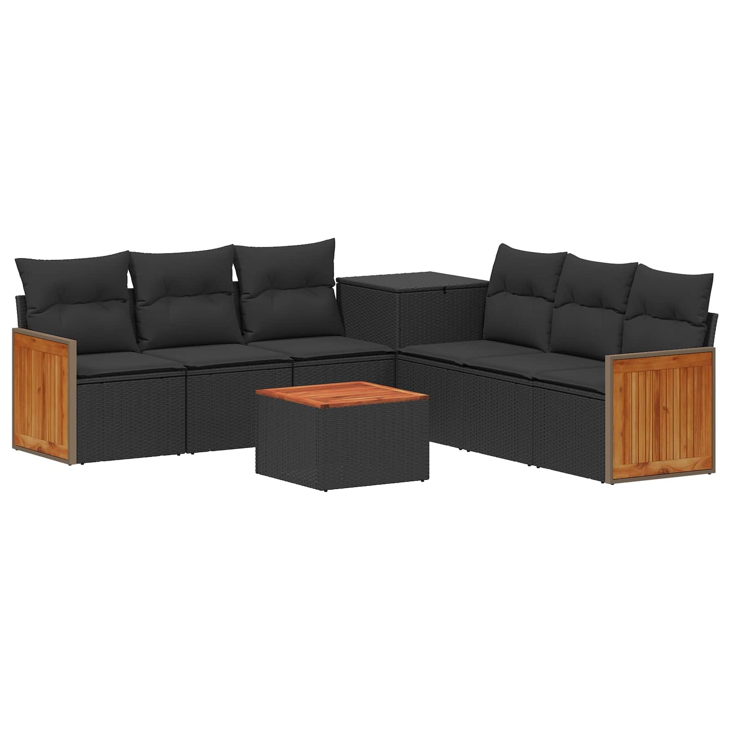 Set di divani 8 pz Nero Rattan sintetico e Acciaio | homemem39