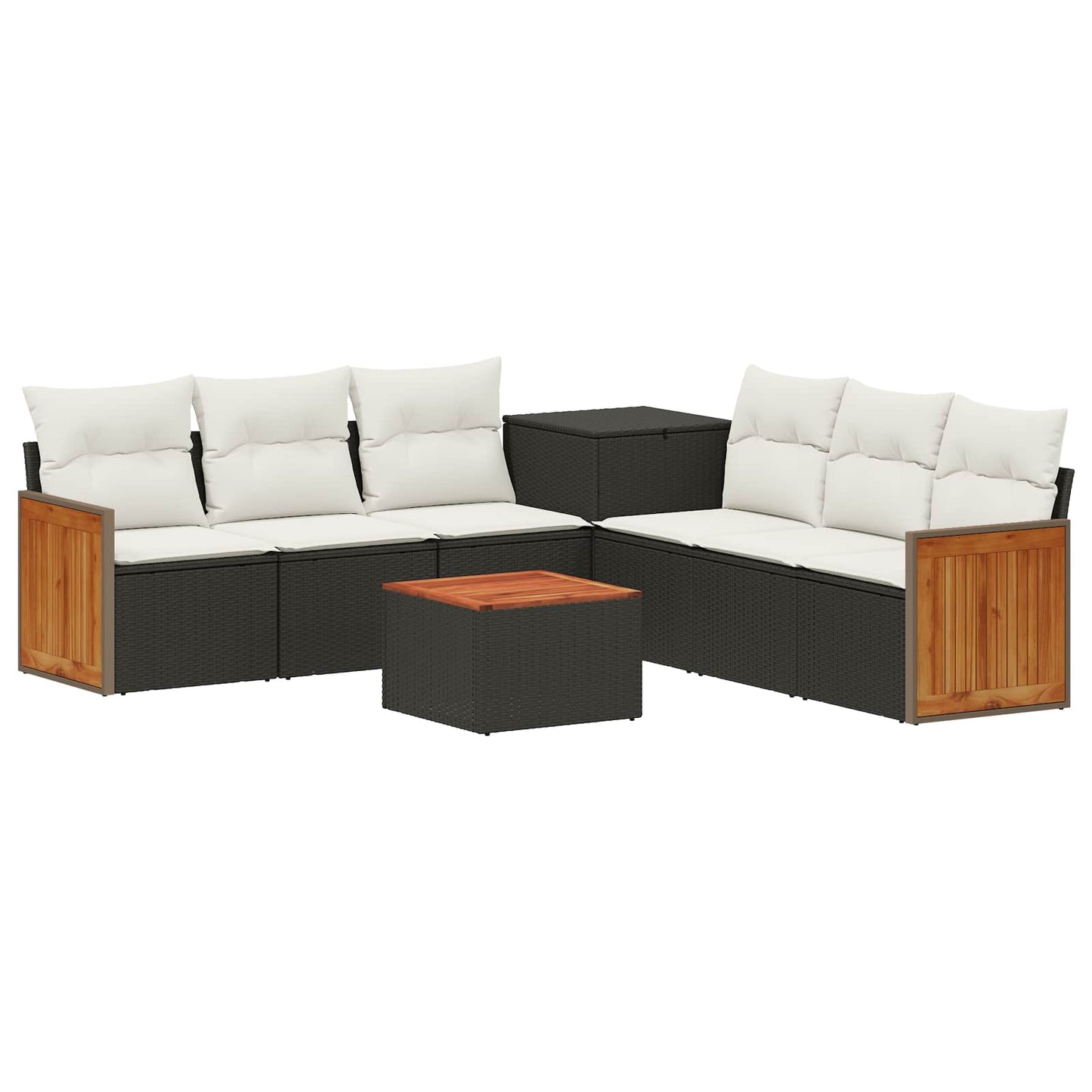 Set di divani 8 pz Nero e Bianco Crema | homemem39