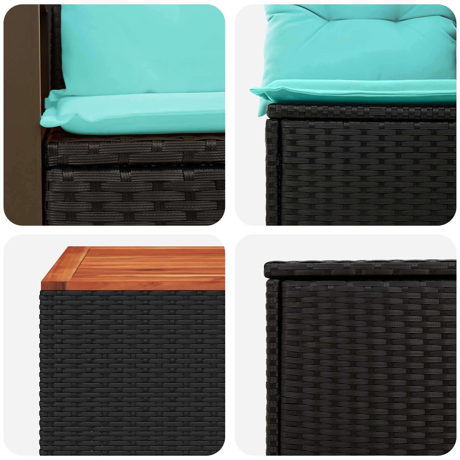 Set di divani 8 pz Nero e Blu Rattan sintetico e Acciaio | homemem39