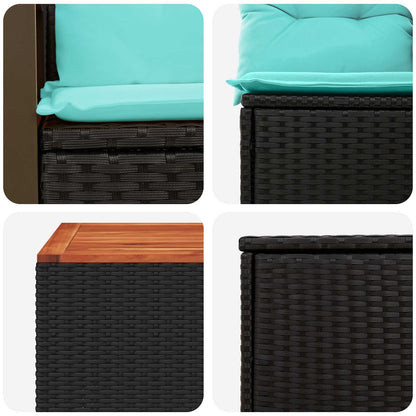 Set di divani 8 pz Nero e Blu Rattan sintetico e Acciaio | homemem39