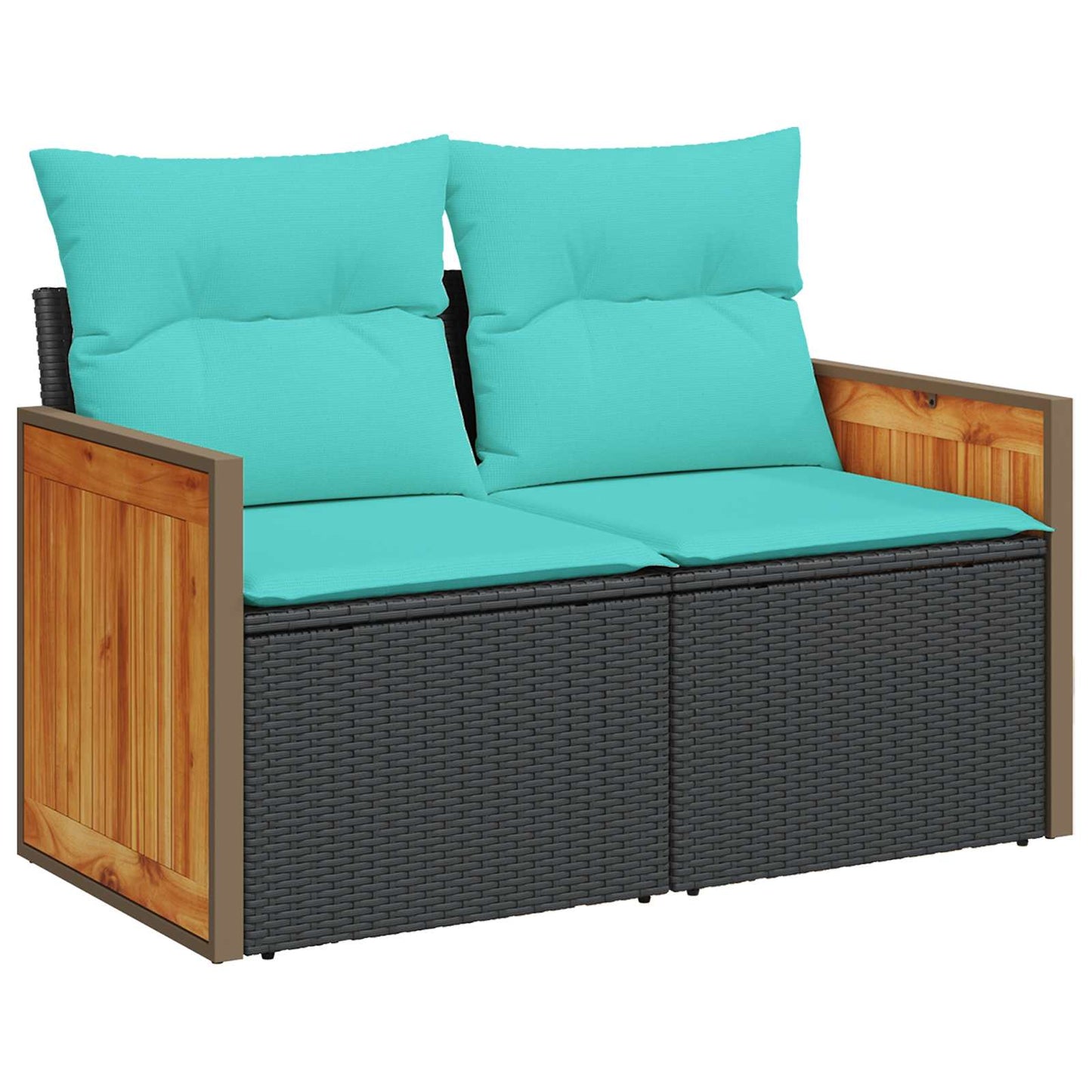 Set di divani 8 pz Nero e Blu Rattan sintetico e Acciaio | homemem39