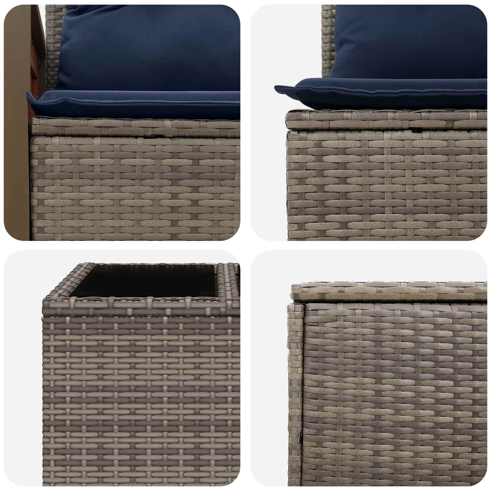 Set di divani 8 pz Grigio e Blu Navy Rattan sintetico e Acciaio | homemem39