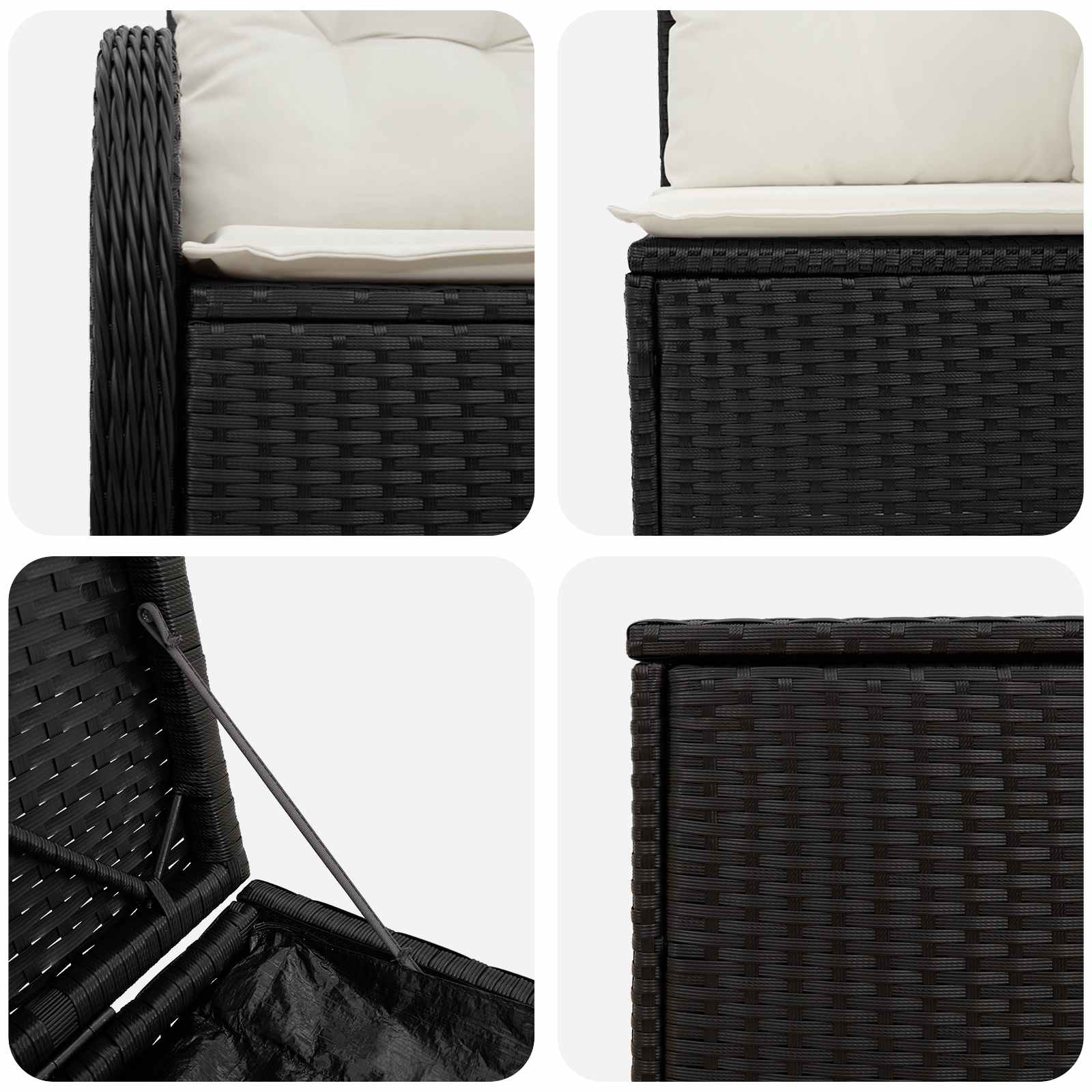 Set di divani 7 pz Nero e Bianco Crema | homemem39