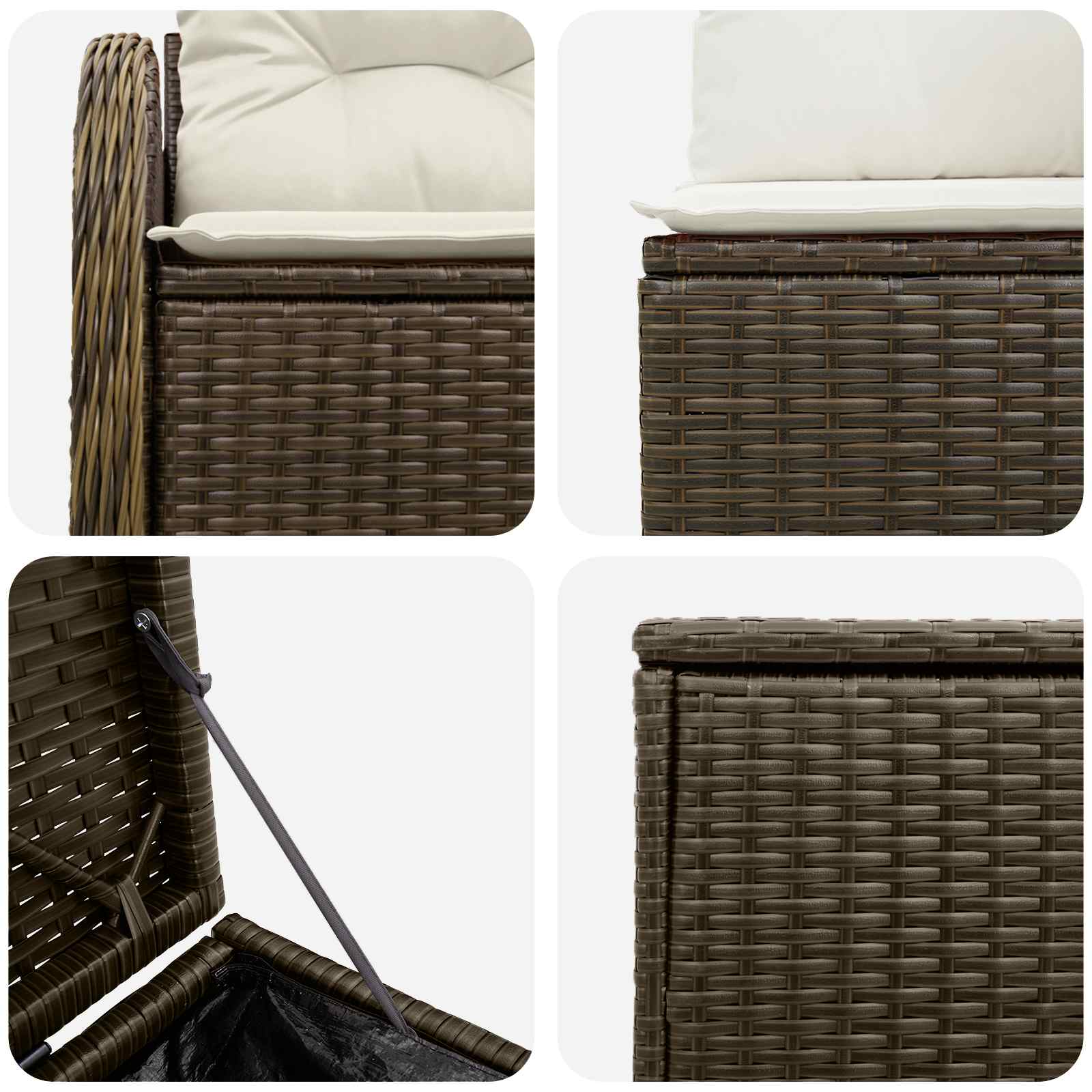 Set di divani 7 pz Marrone e Bianco Crema | homemem39