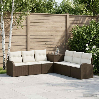 Set di divani 7 pz Marrone e Bianco Crema | homemem39