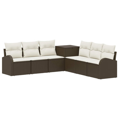 Set di divani 7 pz Marrone e Bianco Crema | homemem39