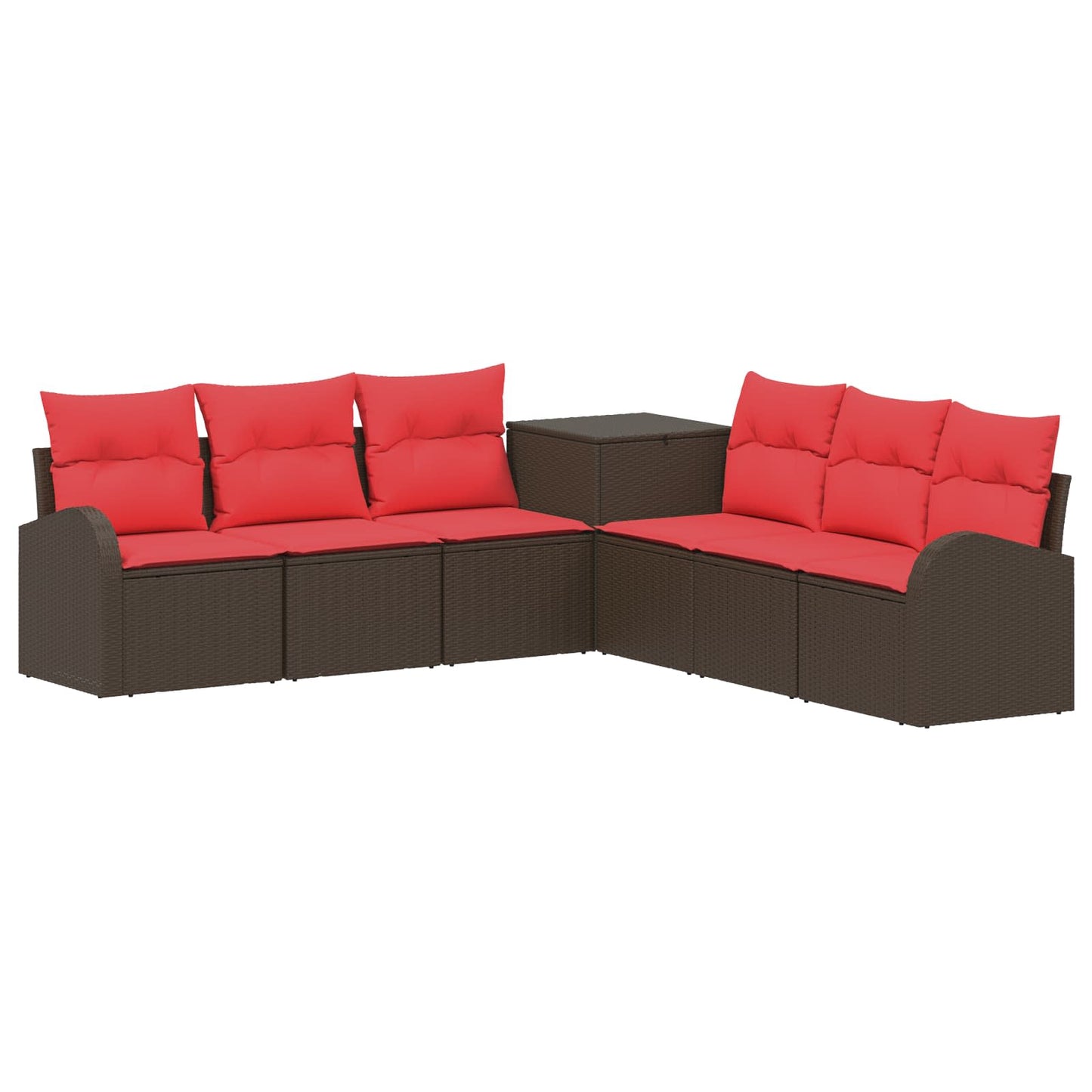 Set di divani 7 pz Marrone e Rosso Rattan sintetico e Acciaio | homemem39