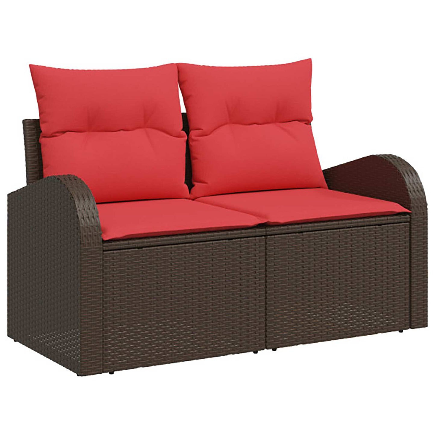 Set di divani 7 pz Marrone e Rosso Rattan sintetico e Acciaio | homemem39