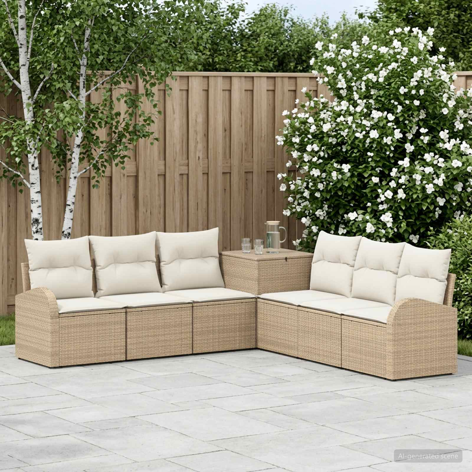 Set di divani 7 pz Beige e Bianco Crema | homemem39