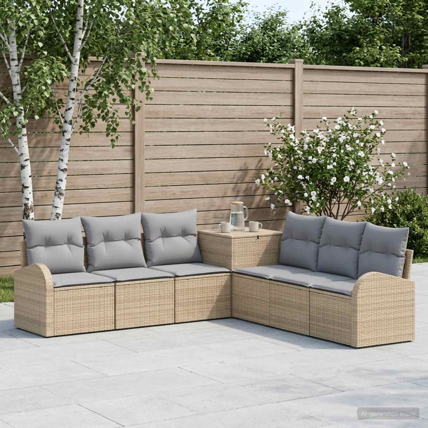 Set di divani 7 pz Beige e Grigio Chiaro | homemem39