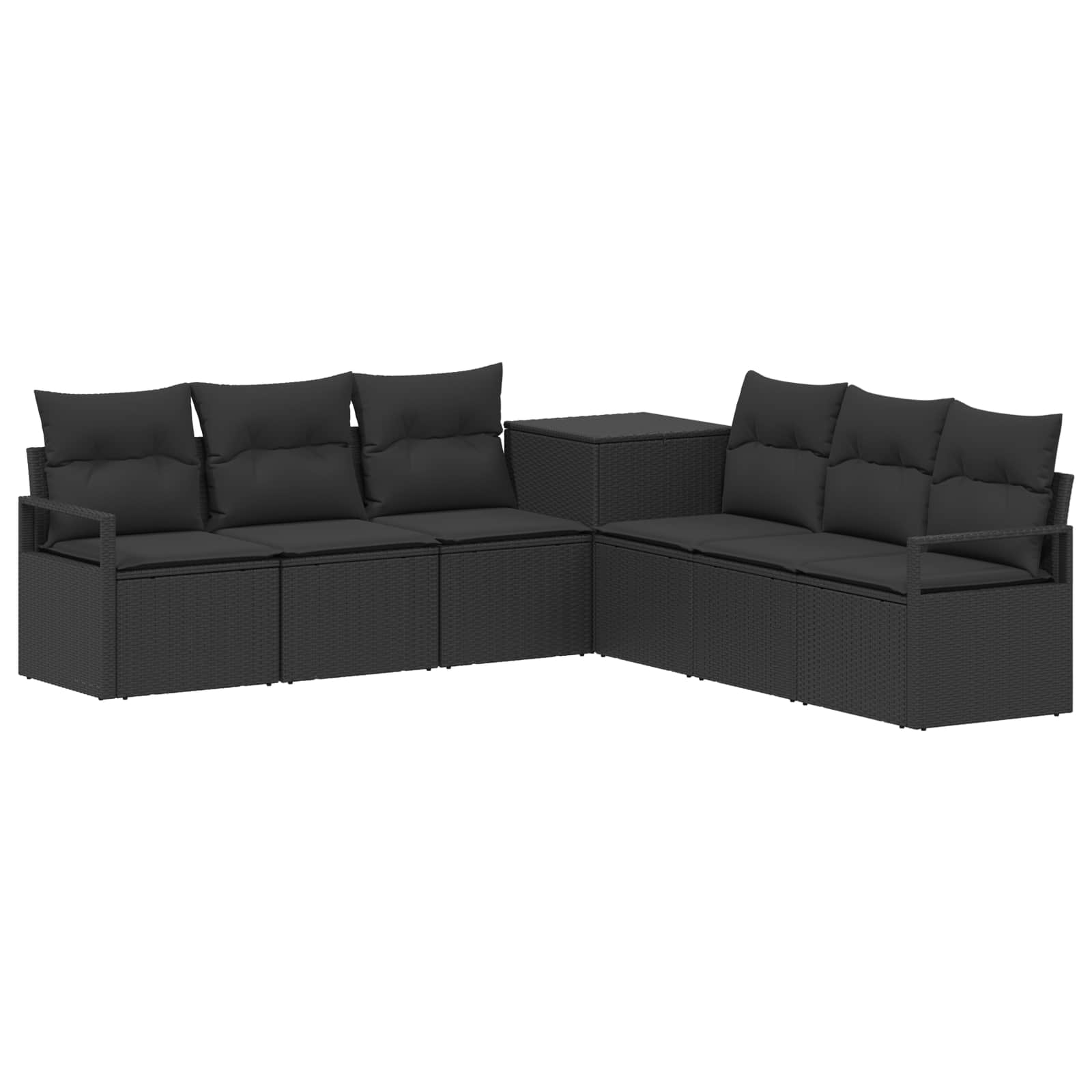 Set di divani 7 pz Nero Rattan sintetico e Acciaio | homemem39