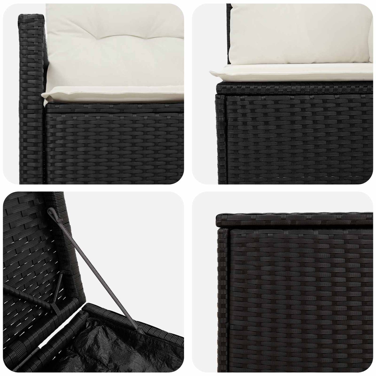 Set di divani 7 pz Nero e Bianco Crema | homemem39