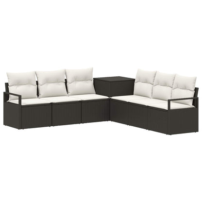 Set di divani 7 pz Nero e Bianco Crema | homemem39