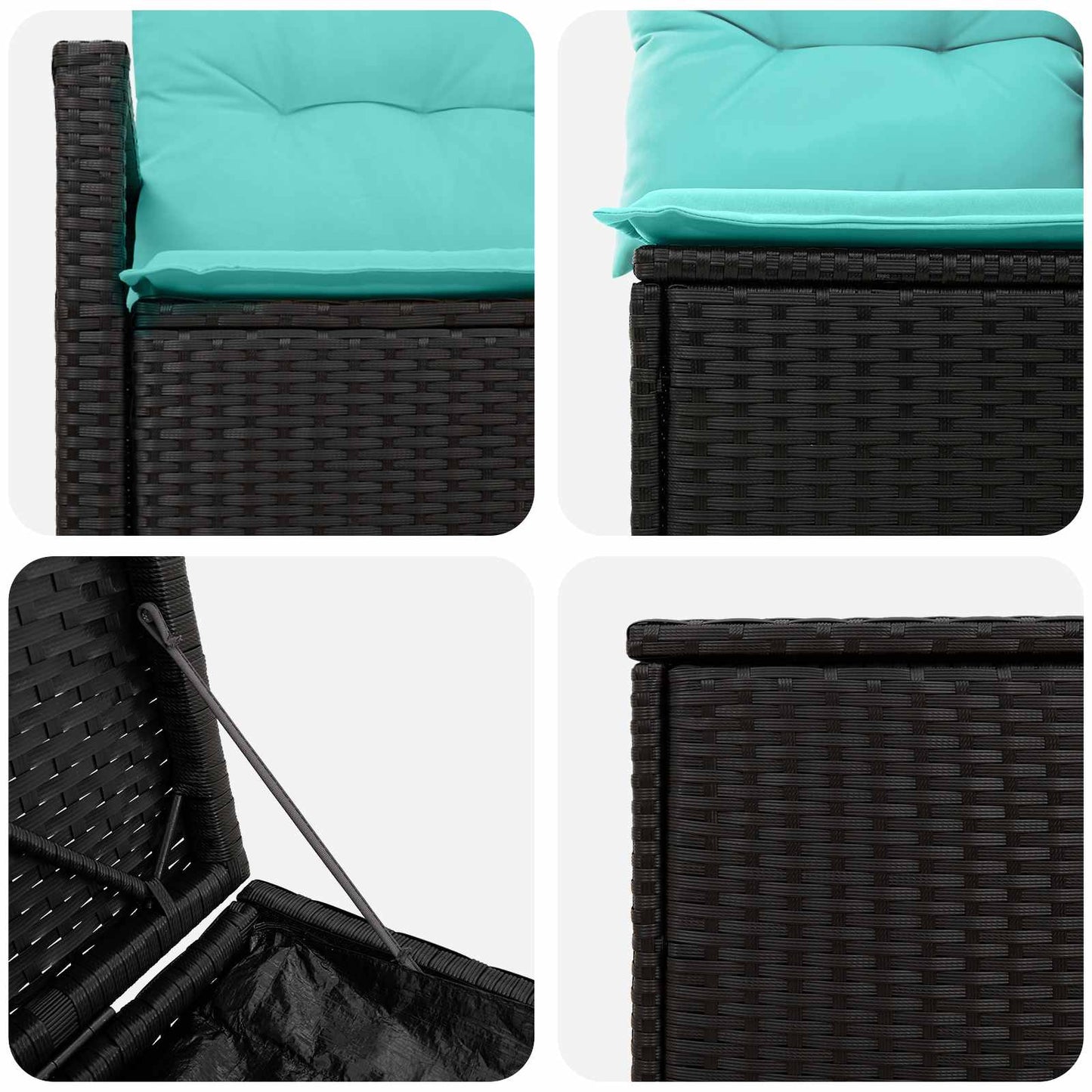 Set di divani 7 pz Nero e Blu Rattan sintetico e Acciaio | homemem39