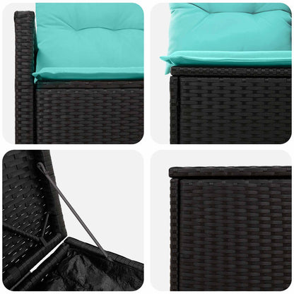 Set di divani 7 pz Nero e Blu Rattan sintetico e Acciaio | homemem39