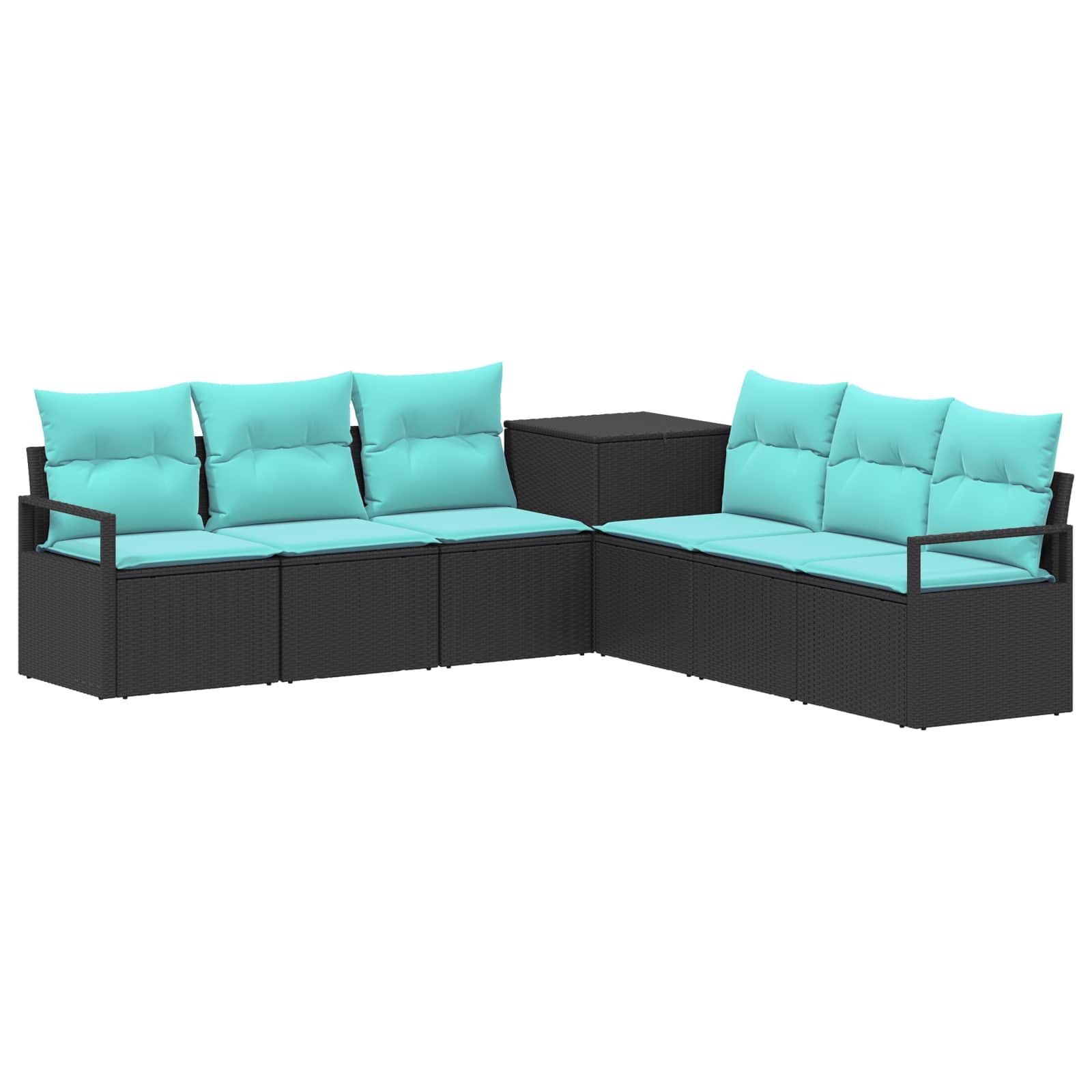 Set di divani 7 pz Nero e Blu Rattan sintetico e Acciaio | homemem39
