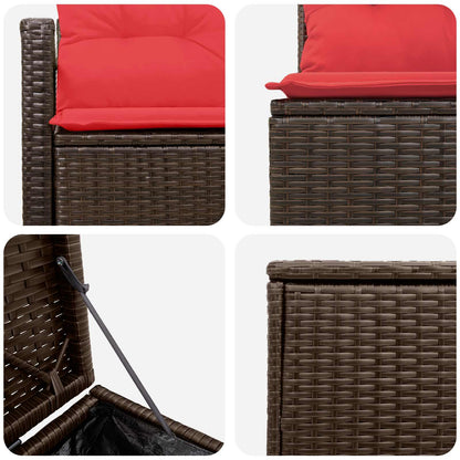 Set di divani 7 pz Marrone e Rosso Rattan sintetico e Acciaio | homemem39