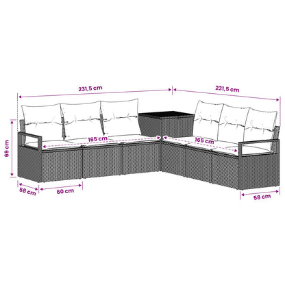 Set di divani 7 pz Marrone e Rosso Rattan sintetico e Acciaio | homemem39