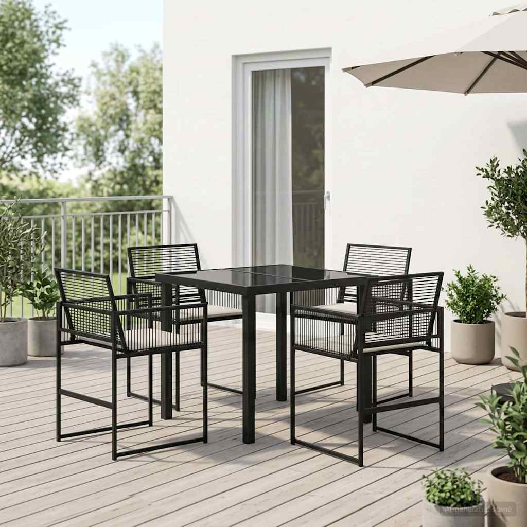 Set da Pranzo per Giardino 5 pcs Nero polyrattan | homemem39