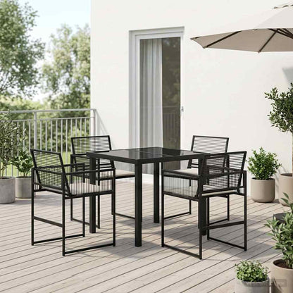 Set da Pranzo per Giardino 5 pcs Nero polyrattan | homemem39