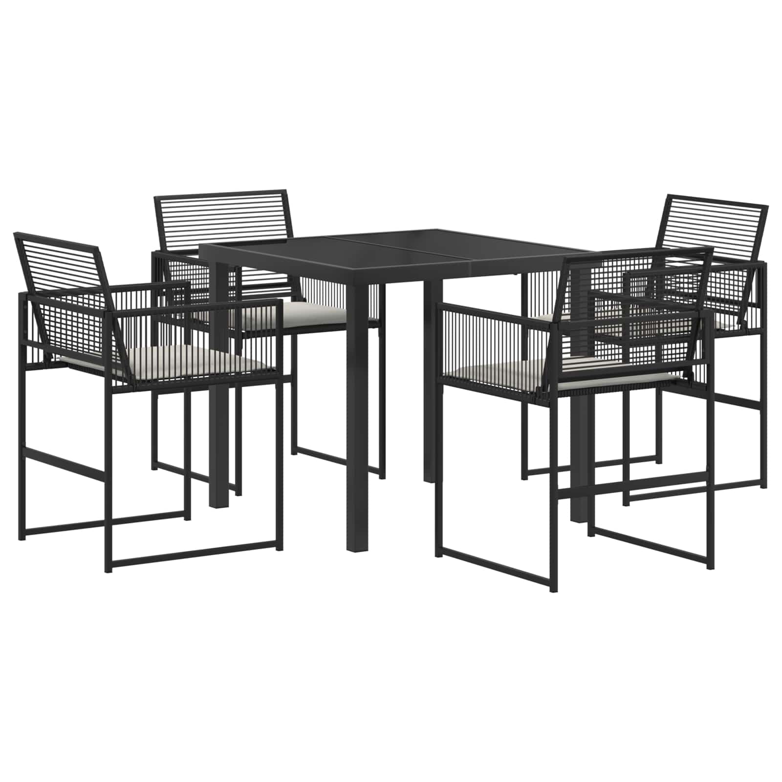 Set da Pranzo per Giardino 5 pcs Nero polyrattan | homemem39