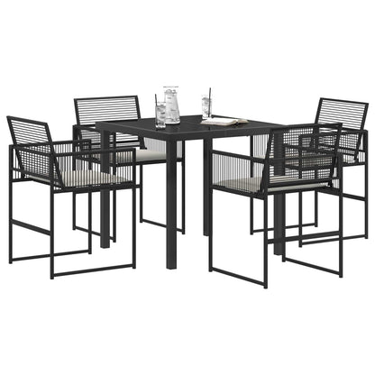 Set da Pranzo per Giardino 5 pcs Nero polyrattan | homemem39