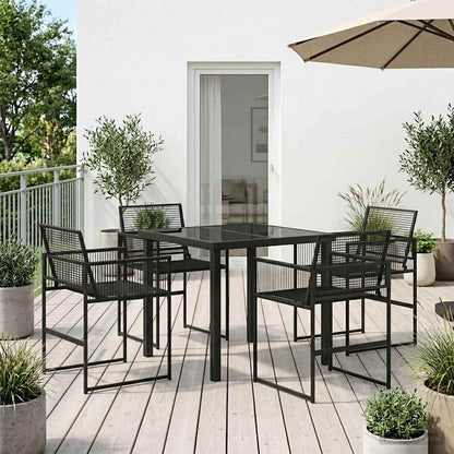 Set da Pranzo per Giardino 5 pcs Nero polyrattan | homemem39