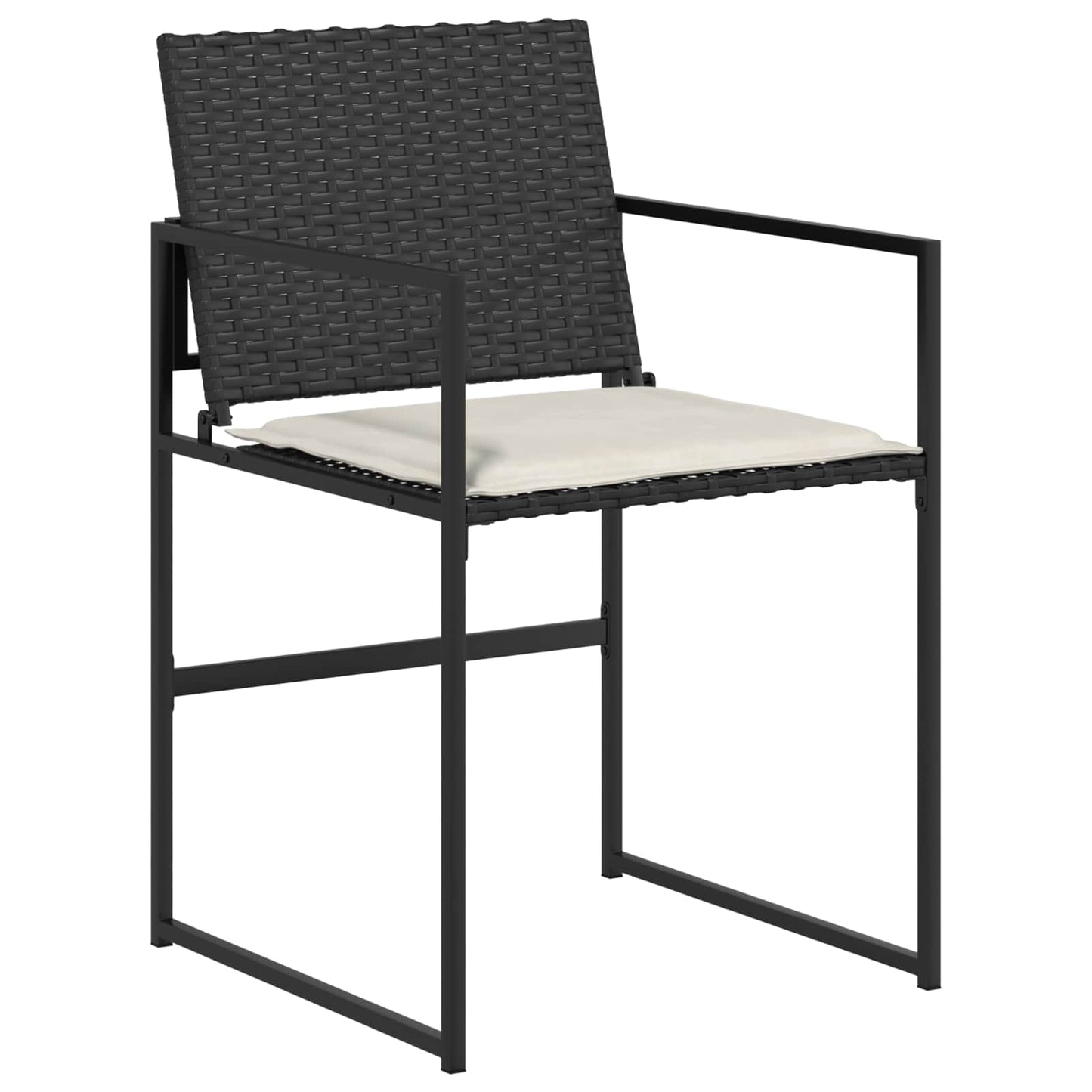 Set da Pranzo per Giardino 5 pcs Nero e Crema polyrattan | homemem39