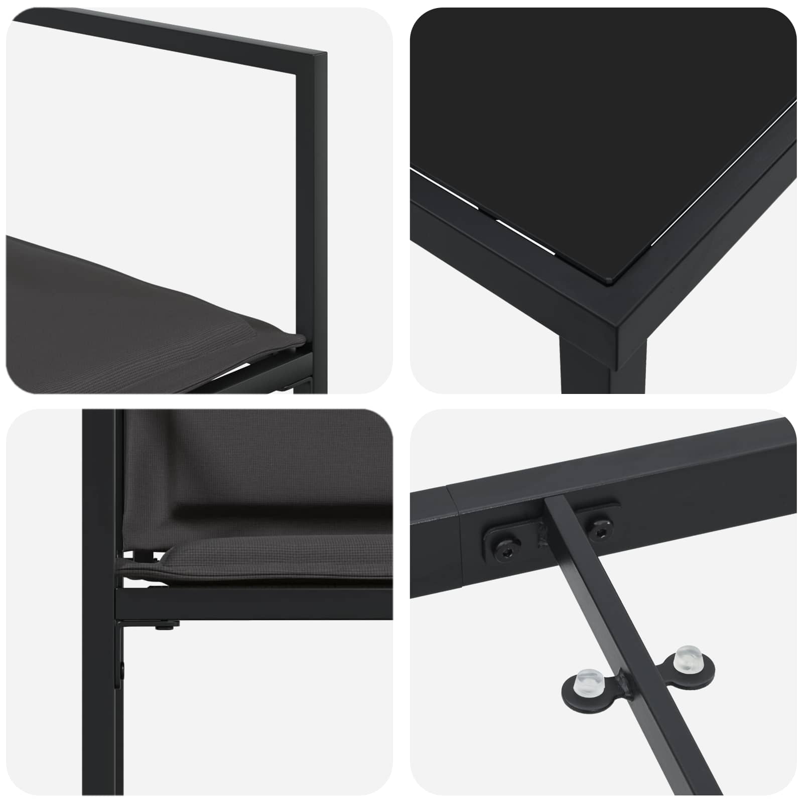 Set da Pranzo per Giardino 5 pcs Nero e Grigio scuro | homemem39