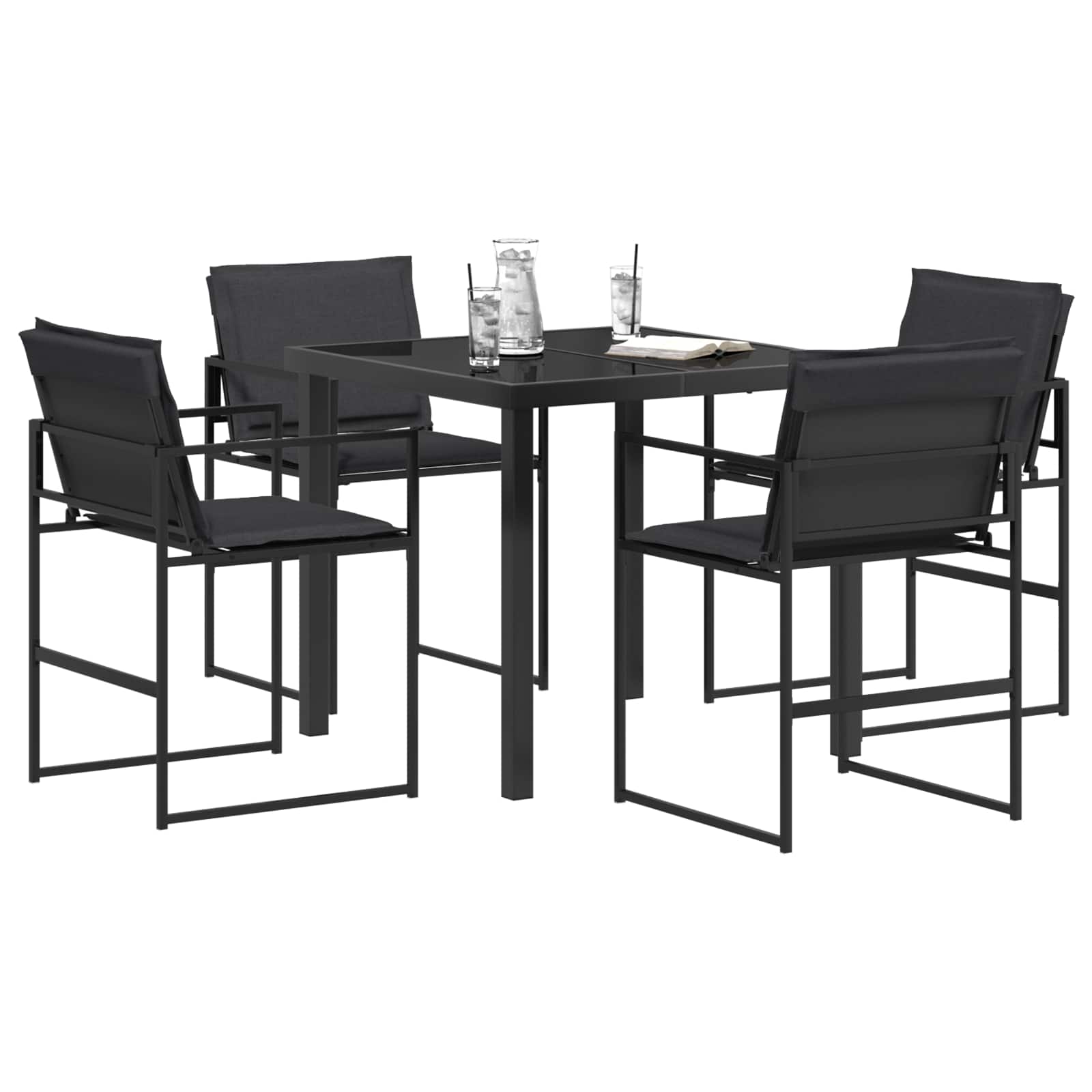 Set da Pranzo per Giardino 5 pcs Nero e Grigio scuro | homemem39
