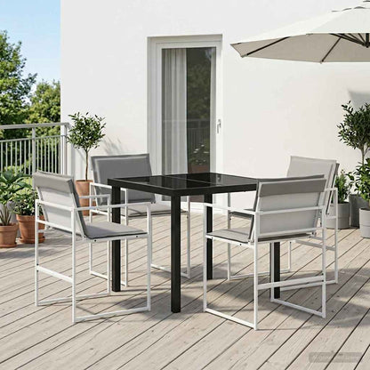 Set da Pranzo per Giardino 5 pcs Bianco e Grigio Chiaro