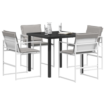 Set da Pranzo per Giardino 5 pcs Bianco e Grigio Chiaro