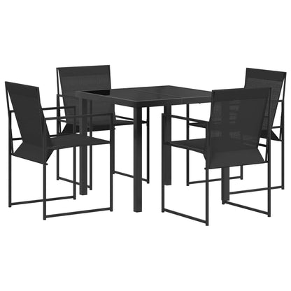Set da Pranzo per Giardino 5 pcs Nero Textilene e Acciaio | homemem39