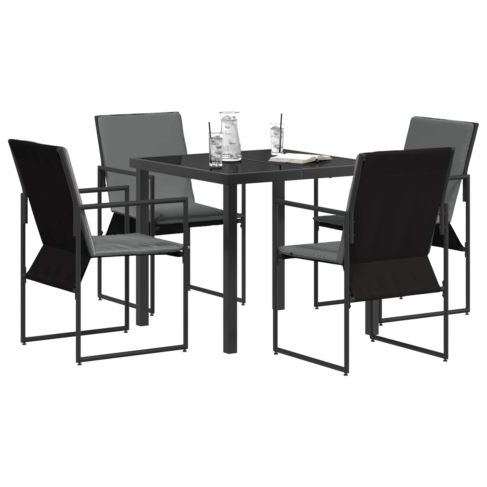 Set da Pranzo per Giardino 5 pcs Nero e antracite | homemem39